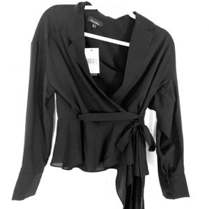 Lea & Viola black wrap blouse